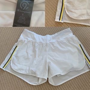 Champion White/Neon yellow/blue Athletic shorts